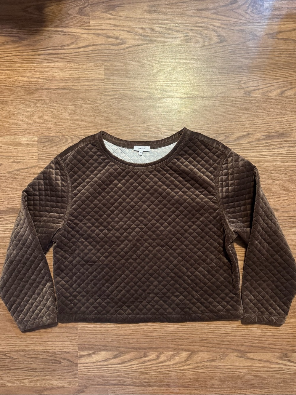 Reiss Quilted Velvet Sweatshirt